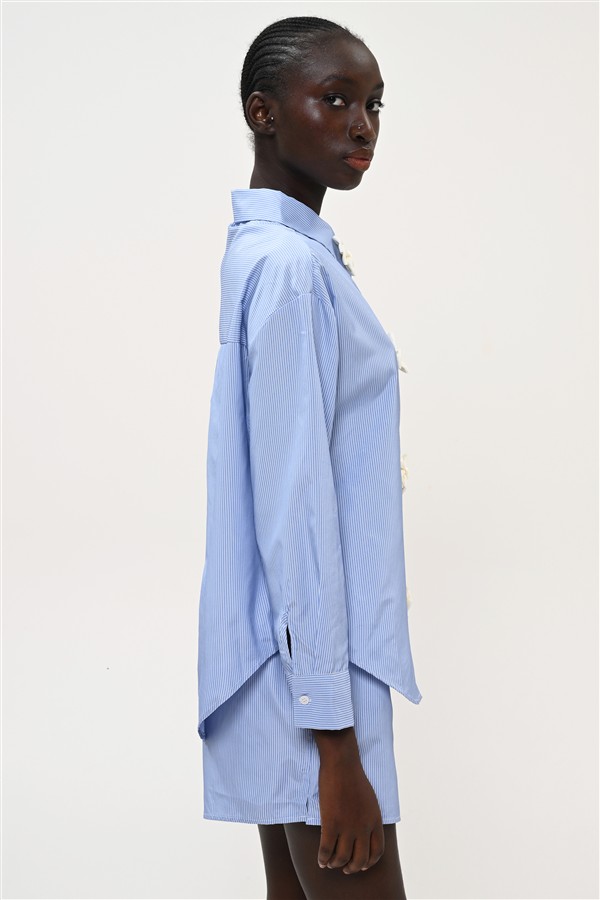 BOOM 004 BOW SHIRT STRIPES BLUE